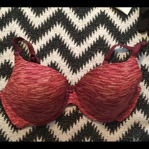 Aerie Burgundy Striped Bridget Demi Bra